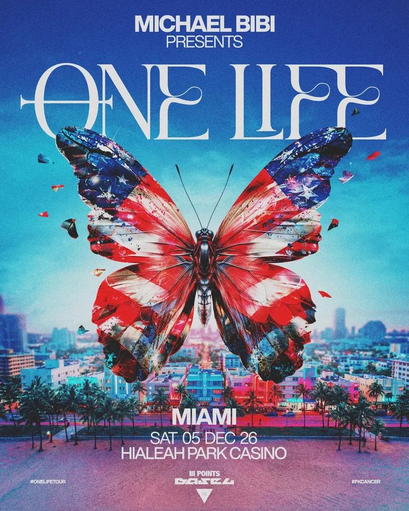 Michael Bibi presents One Life flyer: Miami, Saturday, December 5, Hialeah Park Casino, III Points Basel