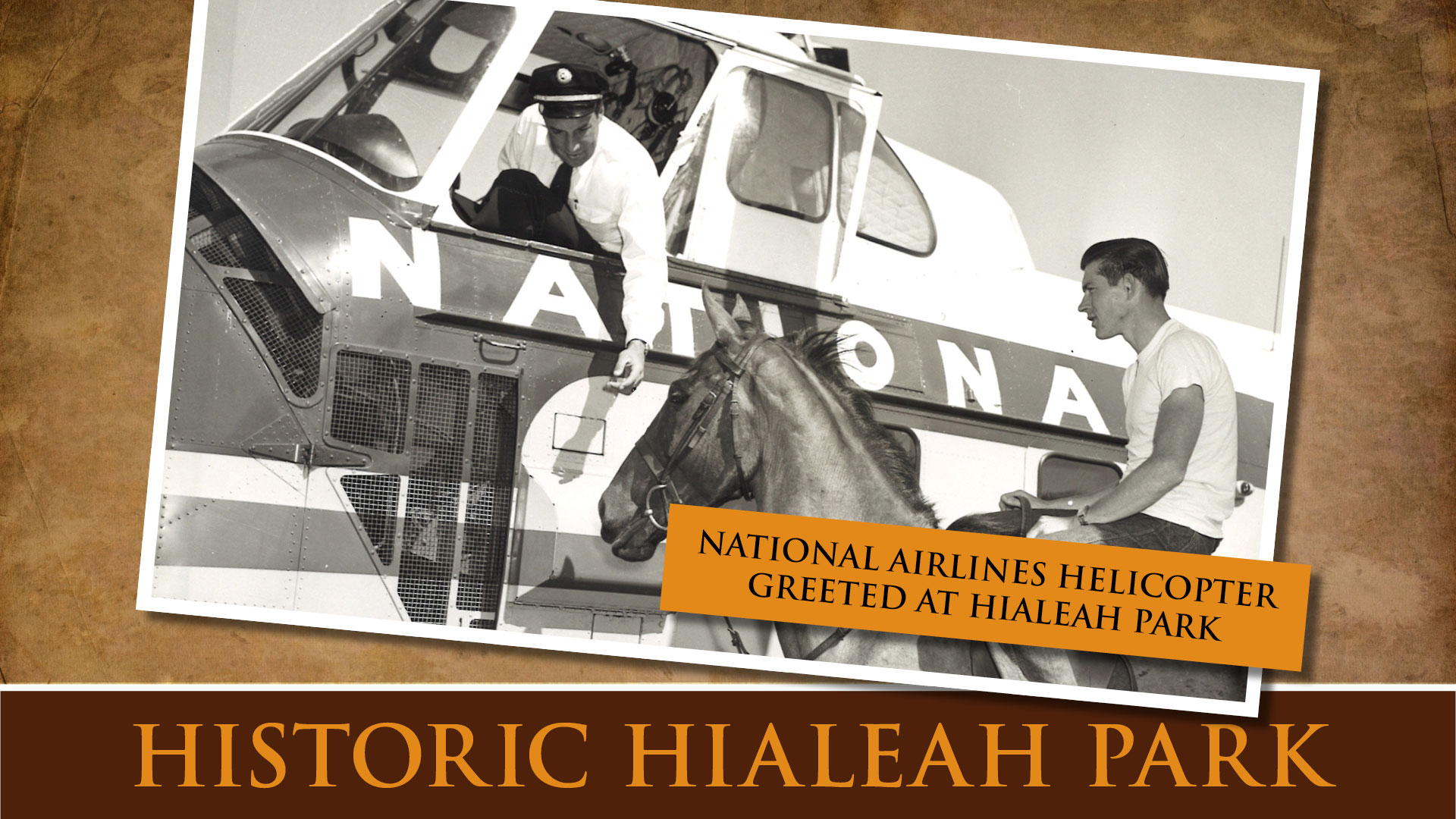 National Airlines helicopter greeted at Hialeah Park